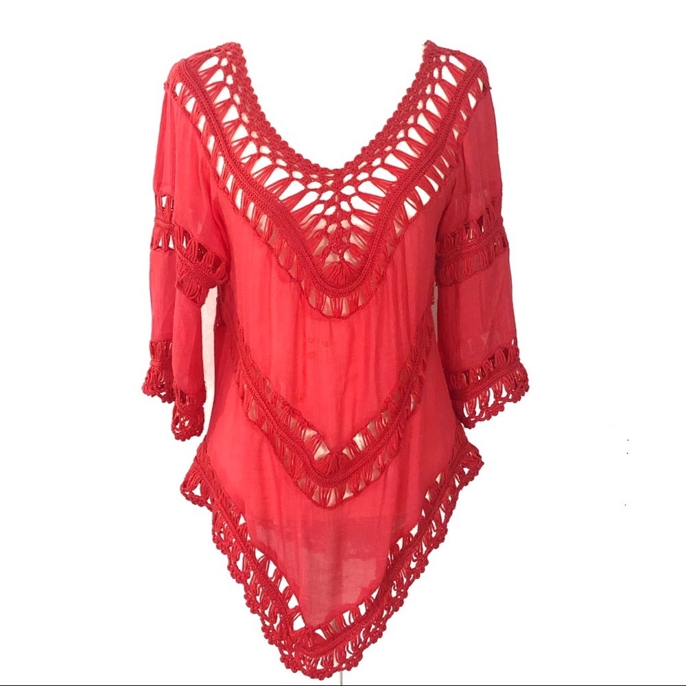 Coral Crochet Top